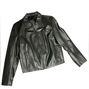 Vintage Adomo Black Leather Jacket Ladies Size L-XL Made in Argentina 🇦🇷